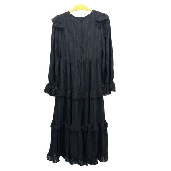 Nw Line & Dot Harlow Tiered Midi Dress M Ruffle V Neck Whimsigoth Witchy Cottage - Picture 9 of 11